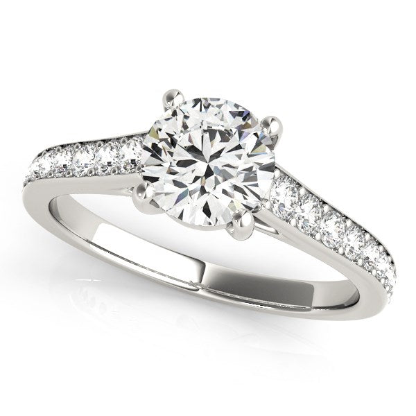 14k White Gold Graduated Single Row Diamond Engagement Ring (1 1/3 cttw) - Premium Rings - Just $6860.99! Shop now at Pulse Designer Fashion