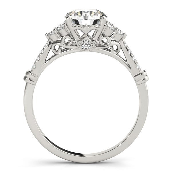 14k White Gold Side Clusters Round Diamond Engagement Ring (1 1/8 cttw) - Premium Rings - Just $10623.99! Shop now at Pulse Designer Fashion