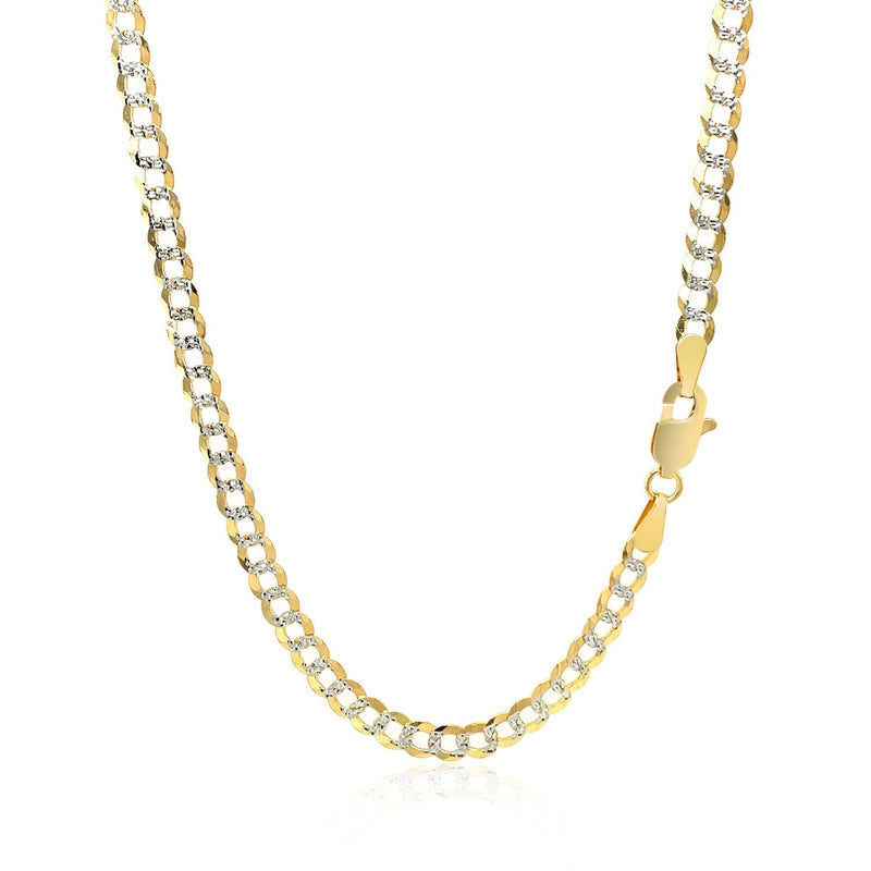 3.6 mm 14k Two Tone Gold Pave Curb Chain - Premium Chains - Just $1103.99! Shop now at Pulse Designer Fashion