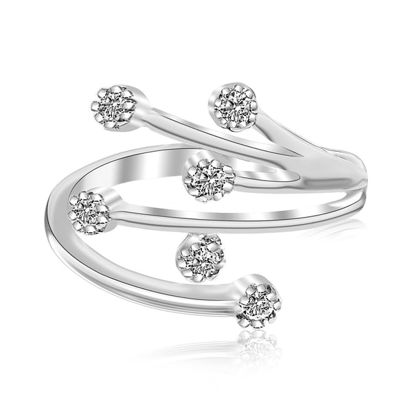 Sterling Silver Rhodium Finished White Cubic Zirconia Embellished Toe Ring - Premium Toe Rings - Just $51.99! Shop now at Pulse Designer Fashion