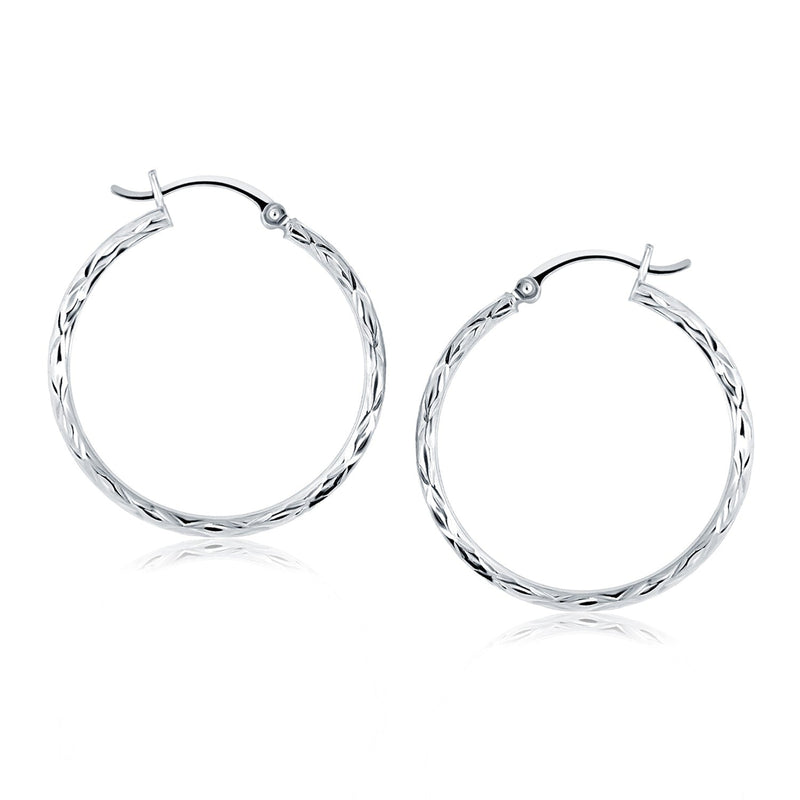 14k White Gold Diamond Cut Hoop Earrings - Premium Gold - Just $171! Shop now at Pulse Designer Fashion