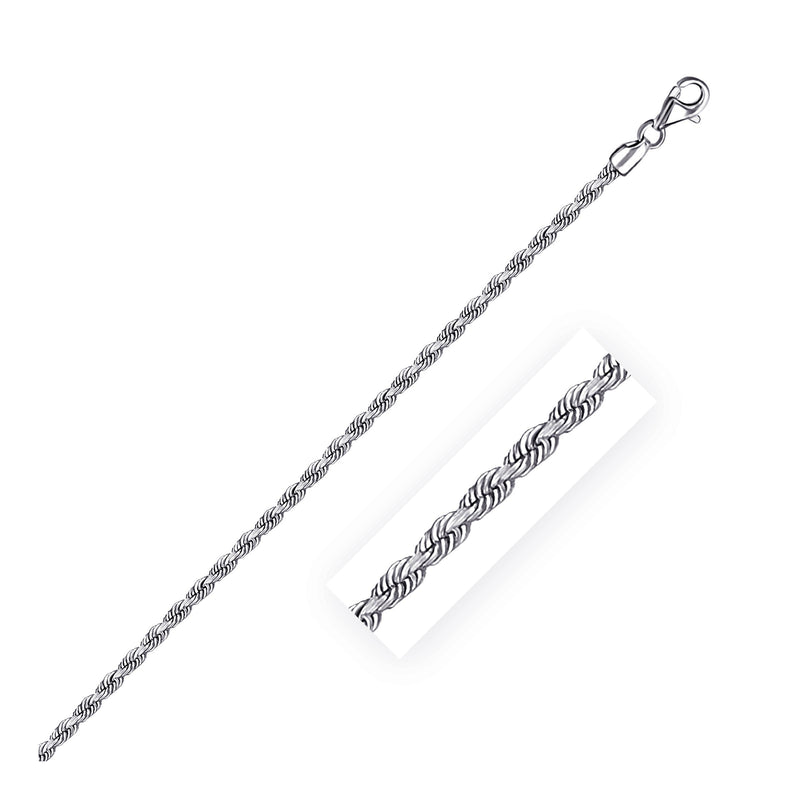 2.5mm 14k White Gold Solid Diamond Cut Rope Chain - Premium Gold - Just $702! Shop now at Pulse Designer Fashion