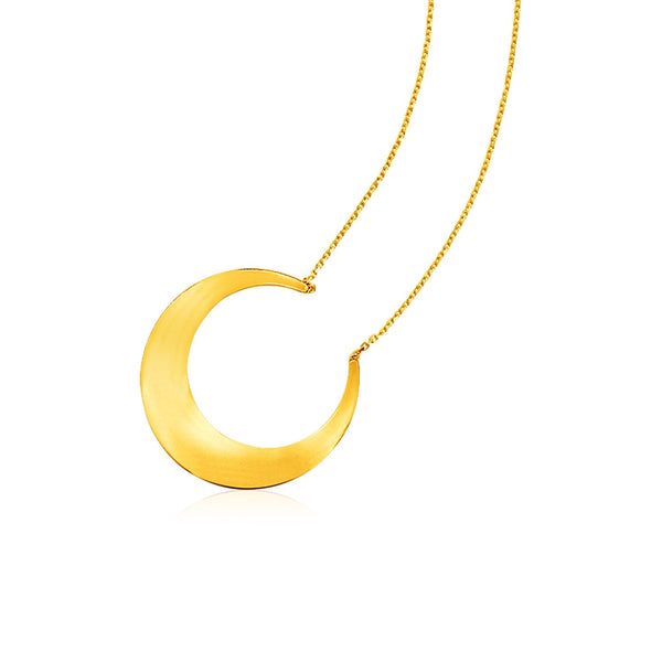 14k Yellow Gold 18 inch Necklace with Polished Moon Motif Gold Pulse Designer Fashion 18" 