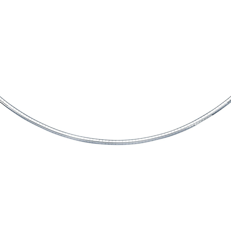 14k White Gold Chain in a Classic Omega (3 mm) Gold Pulse Designer Fashion 18" 