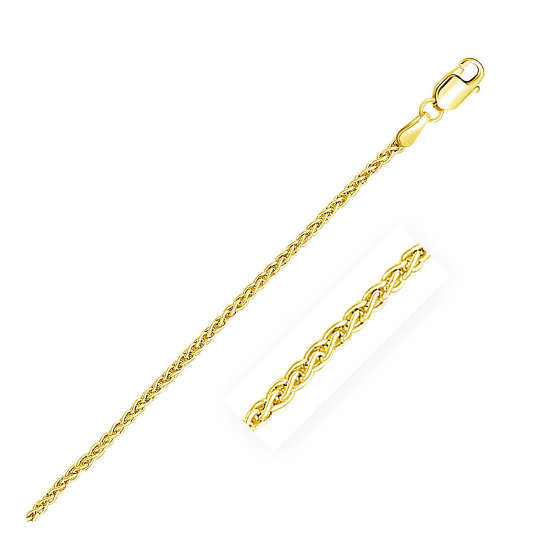 2.1mm 14k Yellow Gold Round Wheat Bracelet - Premium Gold - Just $376! Shop now at Pulse Designer Fashion