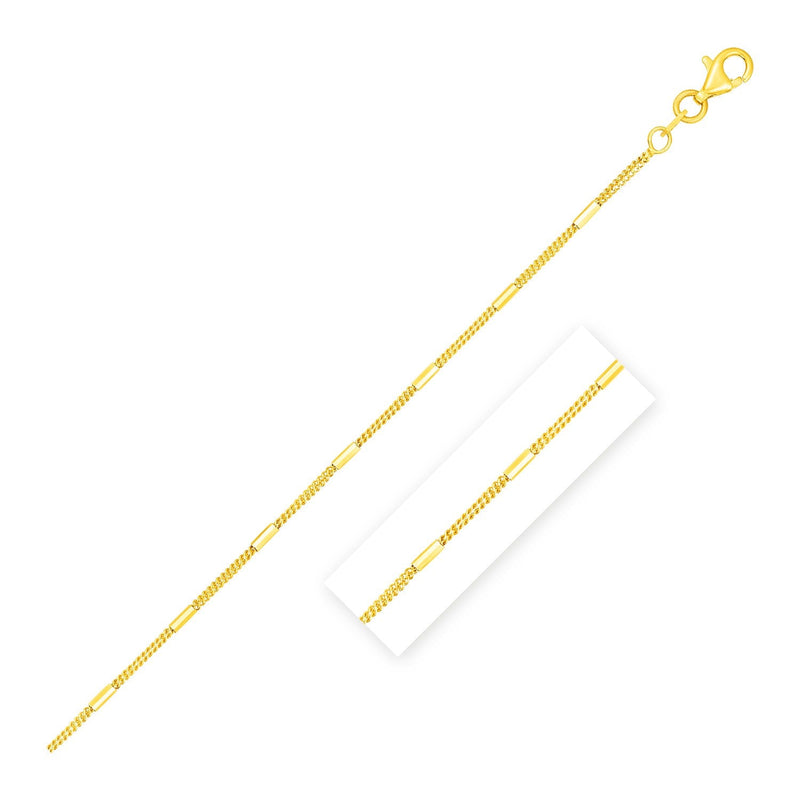 Diamond Cut Bar Links Pendant Chain in 14k Yellow Gold (1.3mm) Gold Pulse Designer Fashion 20" 