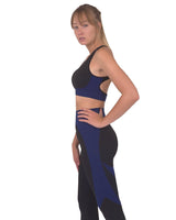 Trois Seamless Sports Bra - Black With Navy - Premium Sports Bra - Just $62! Shop now at Pulse Designer Fashion