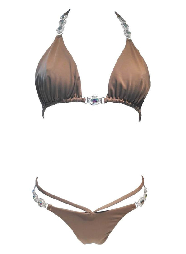 Shanel Triangle Top & Strappy Tango Bottom - Brown - Premium swimwear - Just $145.25! Shop now at Pulse Designer Fashion