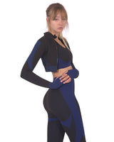 Trois Seamless Sports Jacket - Black With Navy - Premium Seamless Sports Jacket - Just $57.75! Shop now at Pulse Designer Fashion