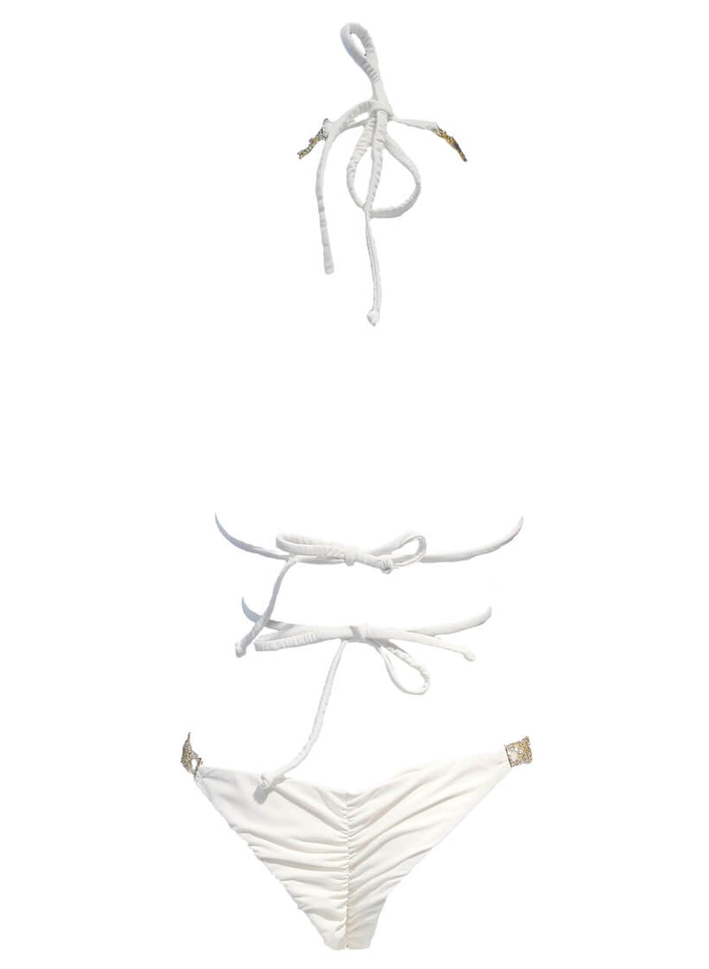 June Strappy Triangle Top & Tango Bottom - White - Premium Swimwear - Just $145.25! Shop now at Pulse Designer Fashion