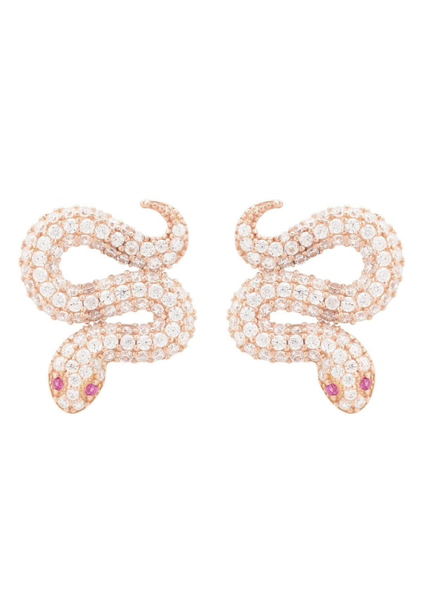 Snake Coiled Stud Earrings Rosegold - Premium Earrings - Just $133.50! Shop now at Pulse Designer Fashion