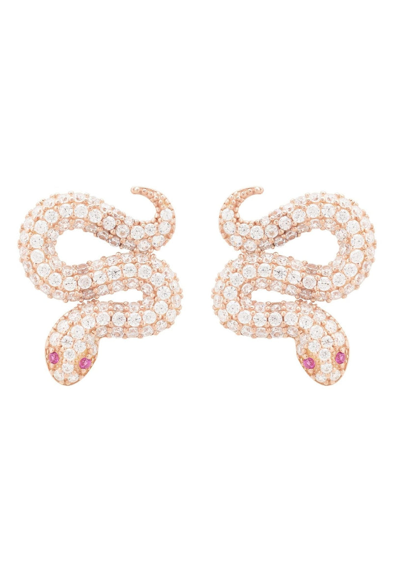 Snake Coiled Stud Earrings Rosegold - Premium Earrings - Just $133.50! Shop now at Pulse Designer Fashion