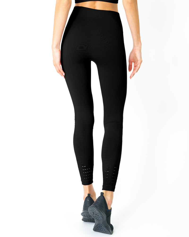 Mesh Seamless Legging With Ribbing Detail - Black - Premium Legging - Just $37.75! Shop now at Pulse Designer Fashion