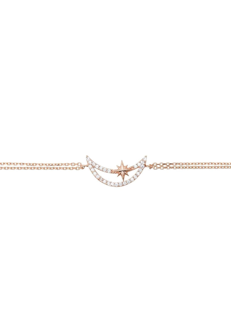 Sparkling Crescent Moon and Star Bracelet Rosegold - Premium Bracelets - Just $101.50! Shop now at Pulse Designer Fashion