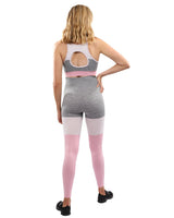 Graca Seamless Leggings & Sports Bra Set - Grey With Pink & White - Premium Seamless Leggings & Sports Bra Set - Just $110.75! Shop now at Pulse Designer Fashion