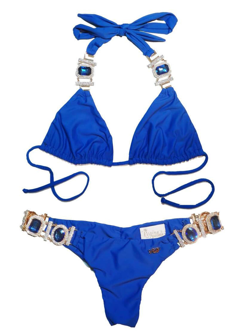 Tina Halter Top & Skimpy Bottom - Blue - Premium swimwear - Just $162.50! Shop now at Pulse Designer Fashion