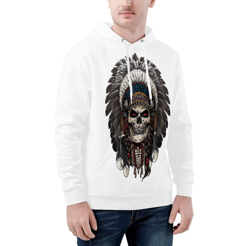 Indian Skull Hoodie | White - Premium hooldie - Just $92.98! Shop now at Pulse Designer Fashion