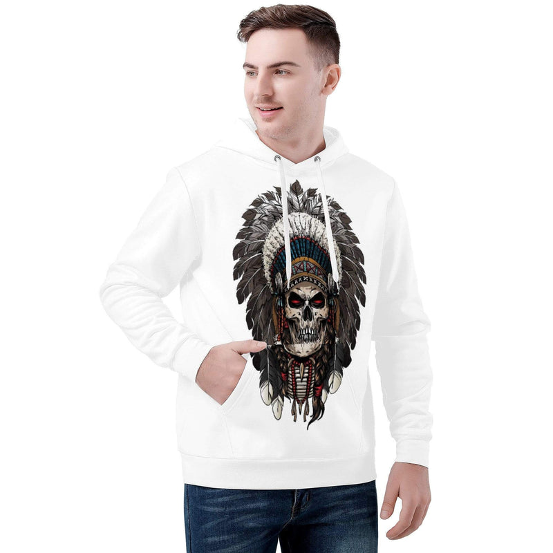 Indian Skull Hoodie | White - Premium hooldie - Just $92.98! Shop now at Pulse Designer Fashion