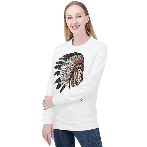 Indian Woman Sweater | White - Premium sweater - Just $77.98! Shop now at Pulse Designer Fashion